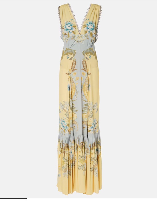 Etro Dresses & Skirts - Etro Yellow and Light Blue Floral Paisley Maxi Dress